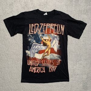 Led Zeppelin Mens dhirt Size S United‎ States of America 1977 angel wings black